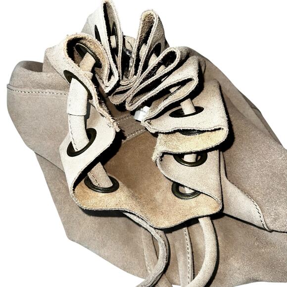 Free People Sundown Wild leather suede sling drawstring backpack Boho - Picture 4 of 13